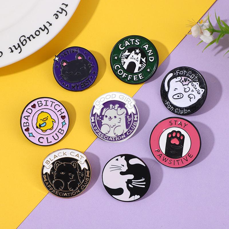 Creative Cartoon Animal Brooch – Cute Cat, Puppy, Duck Alloy Badge for Clothing