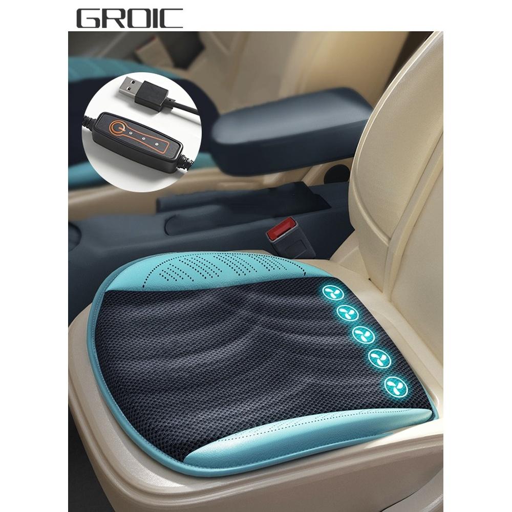 

Cooling Car Seat Cushion with 5 Fans and USB Port 12 V Cooling System for Summer Driving Cooling Seat Covers for All Car Seats 3 Cooling Levels Breat