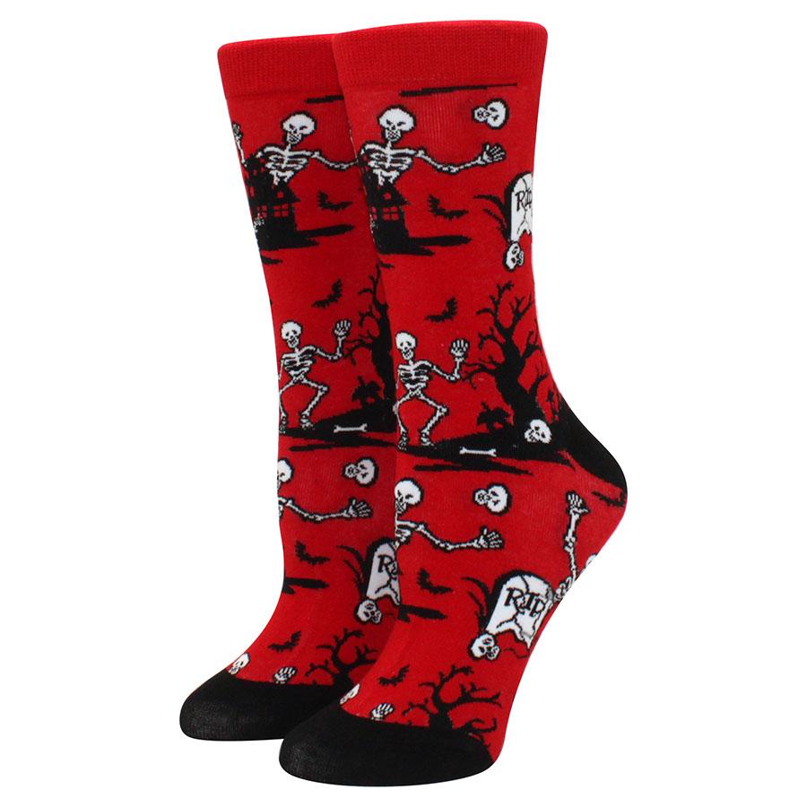 1 Paire de Chaussettes Mi-Mollet Personnalité Chauve-Souris Homme Tête de Mort Femme Araignée Marée Main Sanglante Halloween Femme