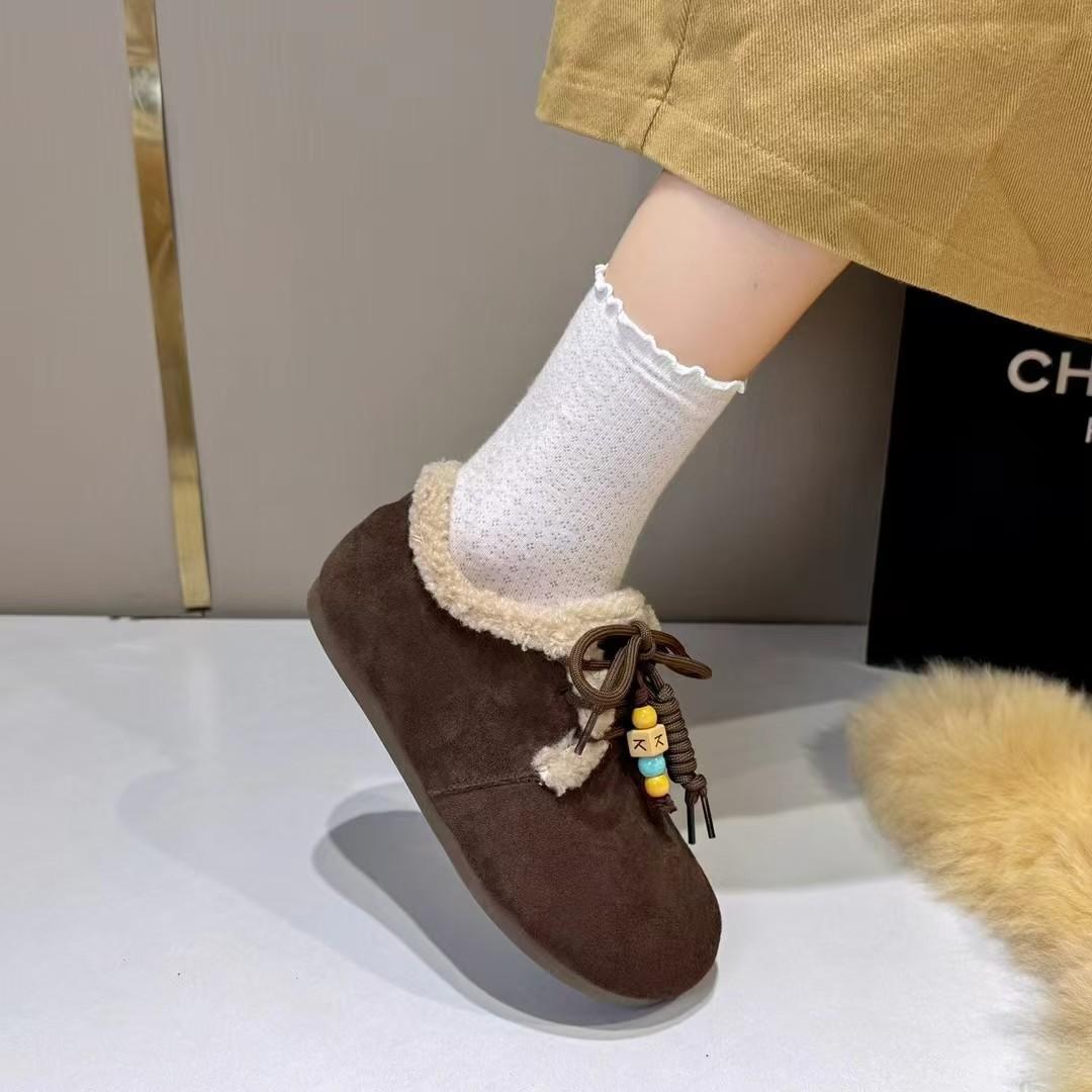 

Soft-soled pine cone toast women s winter new velvet laden shoes one pedal thick-soled cotton shoes snow boots 40