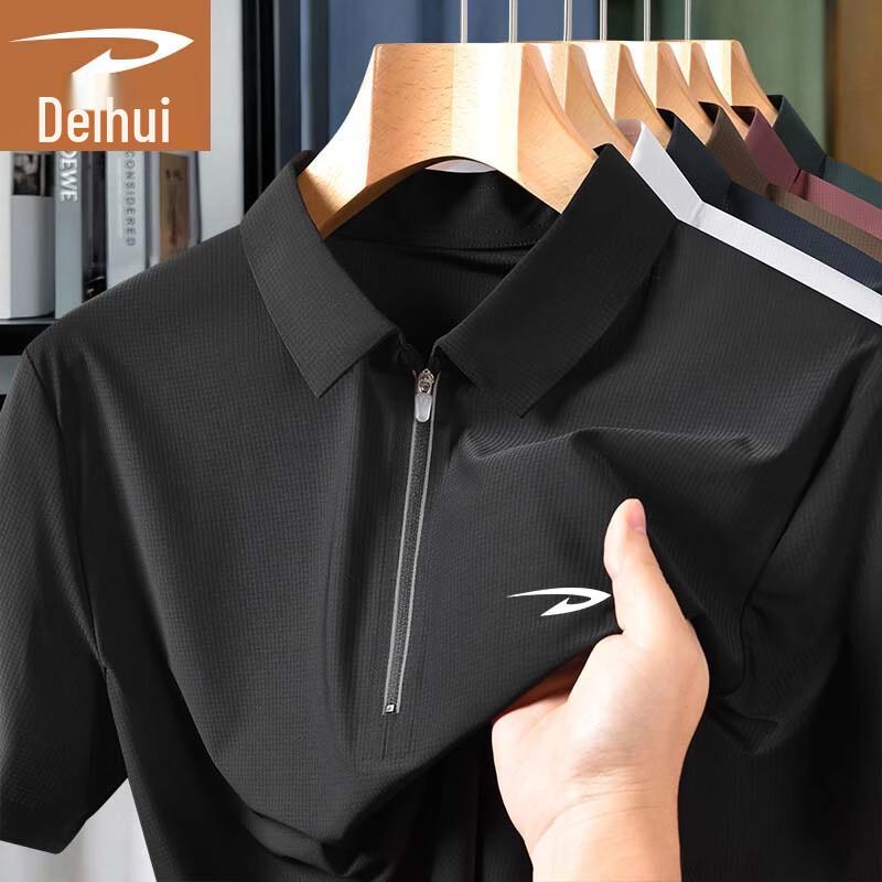 Deerhui Men s Summer Business Casual Polo Shirt M