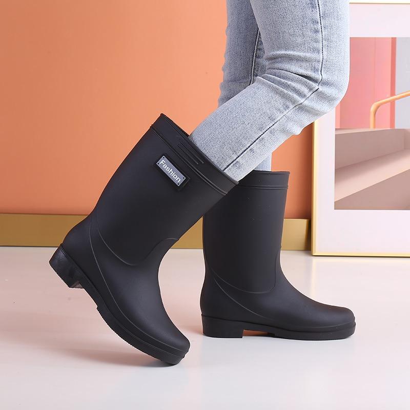 Waterproof Rain Shoes Women's Winter Mid-tube Work Rubber Shoes Warm Fashion Water Boots Rain Boots Water Shoes Adult Non-slip Kitchen