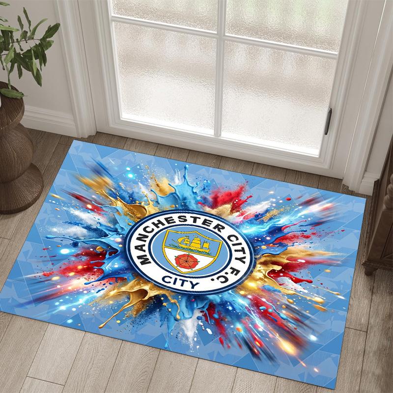 Manchester City Design Crystal Velvet Carpet Cozy Non?Slip Printed Rug For Bedroom Living Room Entrance