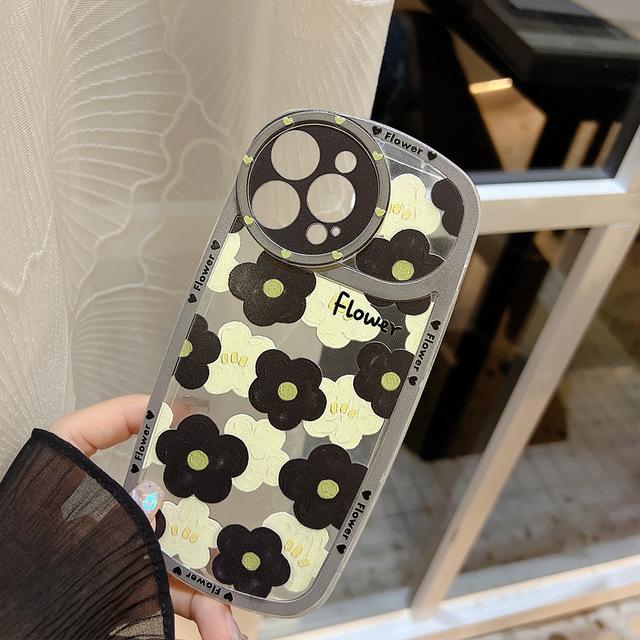 

Черный цветок Ins, белый милый противоударный чехол для телефона для Iphone 14 Max Pro 11 12 13 Promax Xsmax X Xr, противоударный силиконовый чехол на заднюю панель For iphone 14MAX