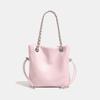 Women's Fashion Bucket Bag with Chain Strap Black Leather Shoulder Bag for New In PU Letter Decoration Small Underarm Shoulder