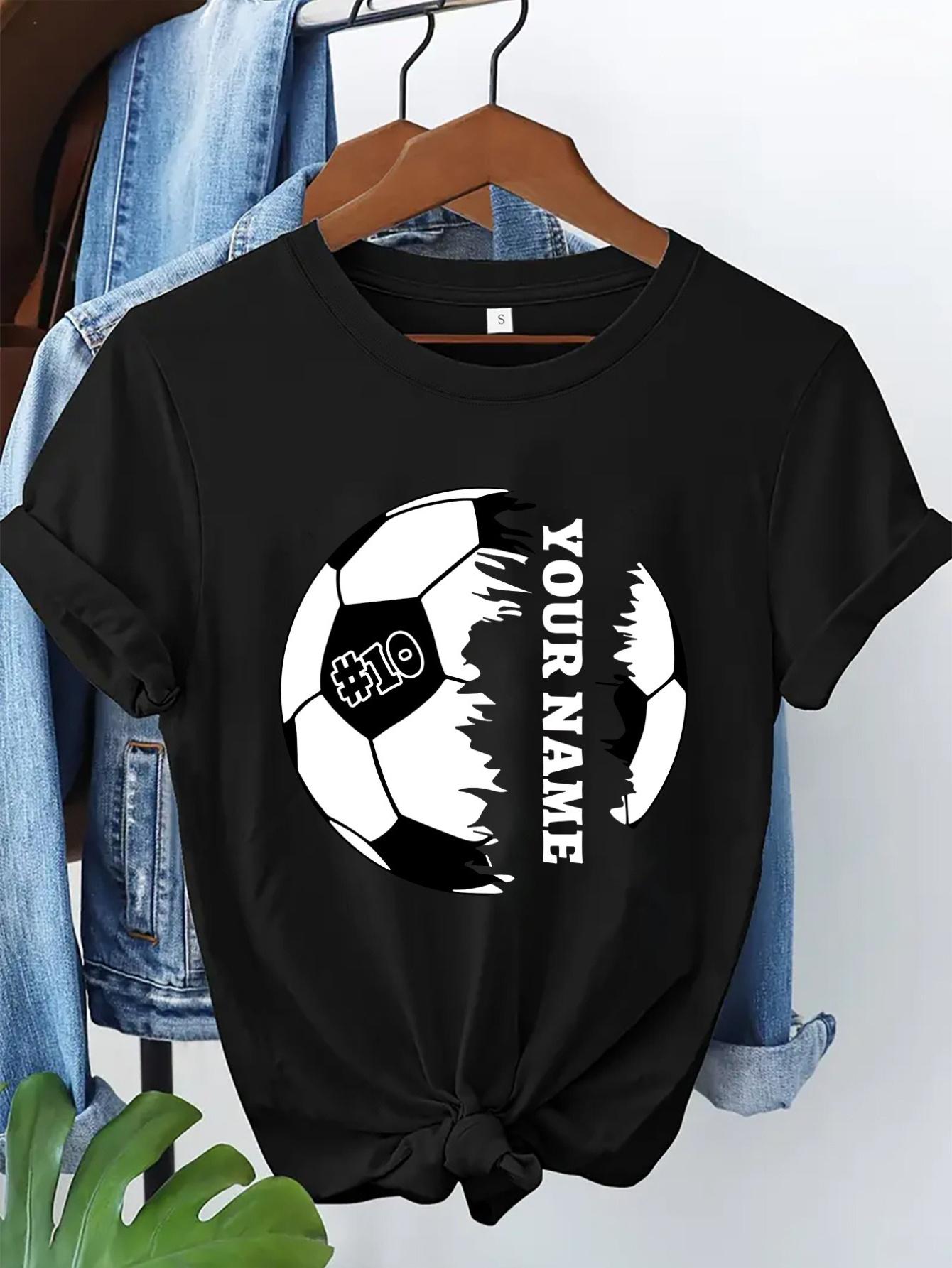 Personalized Soccer Player T-Shirt, Soccer Ball Name T-shirt, Custom Soccer Player T-Shirt, Custom Soccer Ball, Soccer Lover T-Shirt S разноцветный
