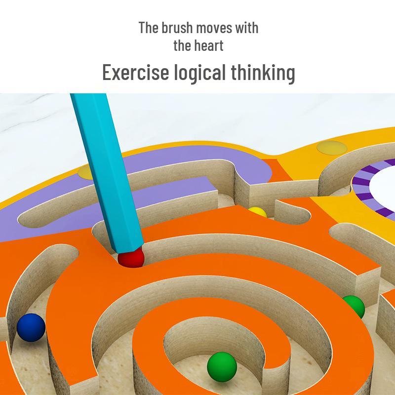 Wooden Magnetic Bead Maze Pen for Children's Education