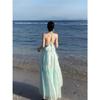 Korean early spring wear women's high-end season new waist sweet and spicy mint mambo suspender dress