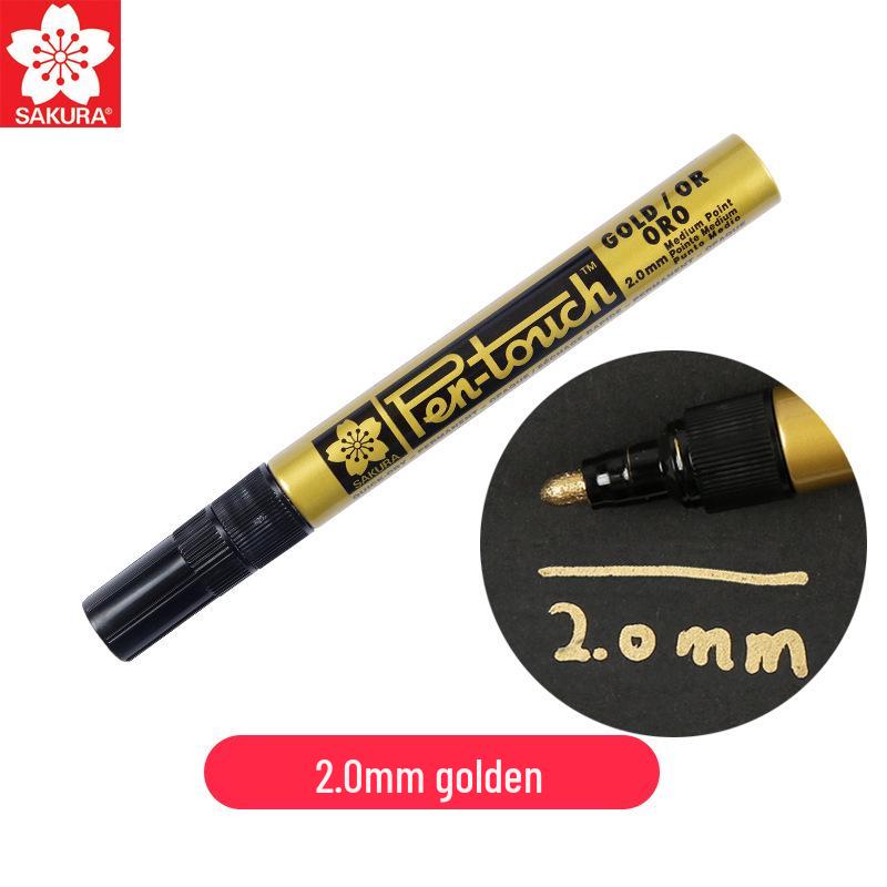 Japan Sakura Gold & White Oil-Based Paint Pen Set for Black Card Art & Drawing