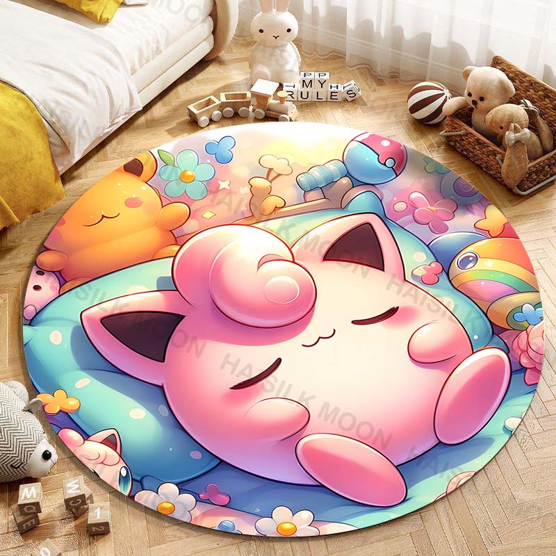 1 Pezzo Pokemon Jigglypuff Stampa Tappeto Rotondo Soggiorno Camera da Letto Tavolo e Sedia Divano Stanza dei Bambini Tappeto Decorativo Tappeto Potdemiel