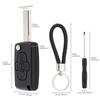 4 Button Flip Key Fob Shell Case Replacement Wear Resistant for 207-407 Citroen C1-C4 with Key Chain Screwdriver Tools