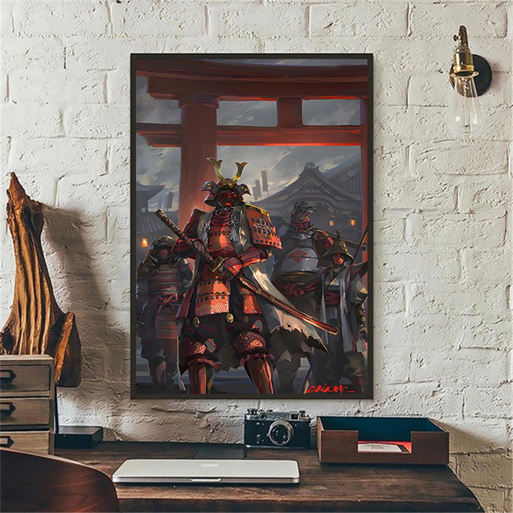 Japanese Samurai Canvas Poster Modern Home Sofa Background Wall Art Painting Print Pictures Bedroom Living Room Decor Mural Gift