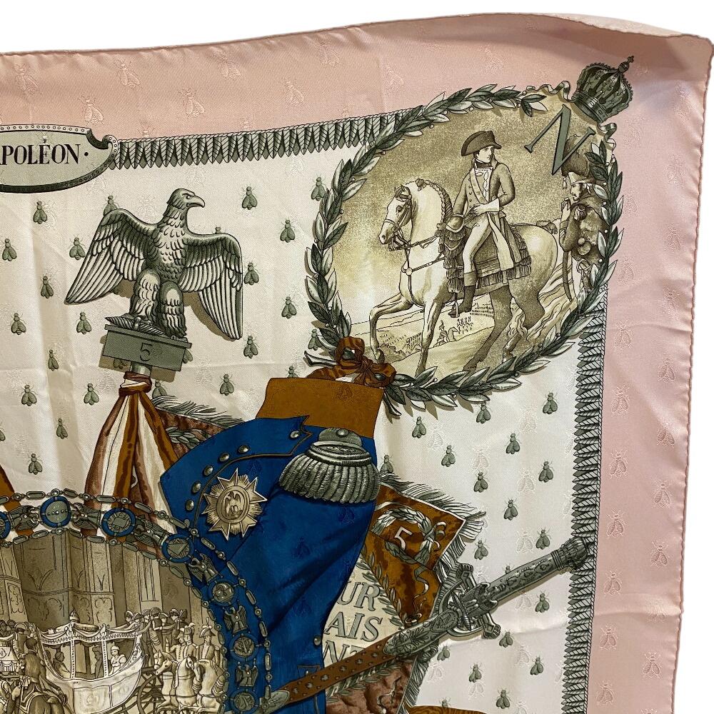 HERMES NAPOLEON Napoleon silk Calle 90 scarf pink silk Women Used