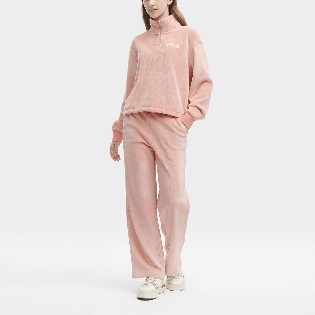 Fila Solid Color Stand Collar Casual Pullover Sweatshirt Women Sweatshirt Sugar-Honey-Pink F11W349204F-PK