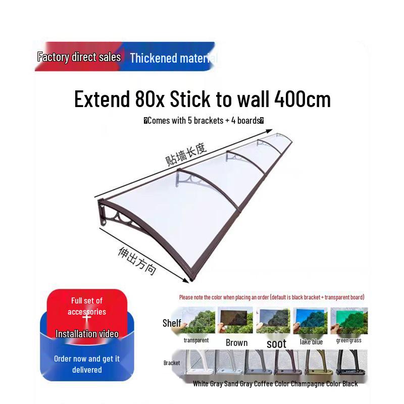 Aluminum Alloy Window Awning: Outdoor Polycarbonate Sunshade & Rain Shelter for Doorway or Balcony