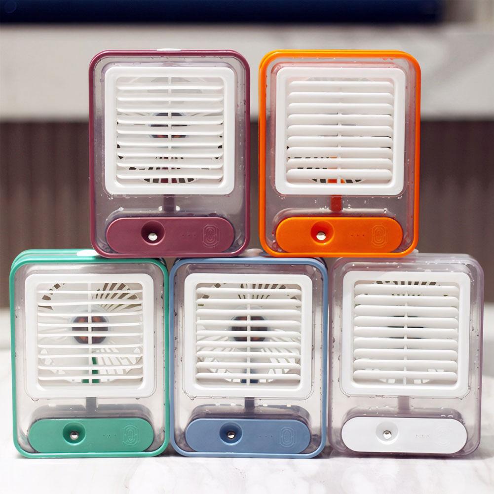 3 In 1 Desktop Mini Air Cooler Fan LED Night Light USB Water Cooling Fan Spray Humidifier Electric Fan for Office Dormitory Room