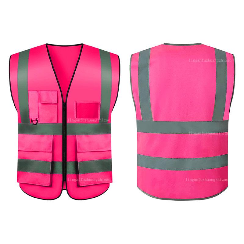 Multi-Pocket Reflective Vest for Sanitation & Construction with Printing