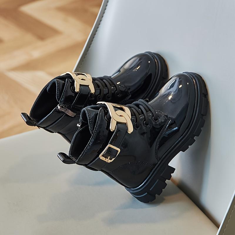 

Девочки Осень Зима Британский Стиль Короткие Ботинки Мальчики Одинарный Стиль Ботильоны 29 чёрный