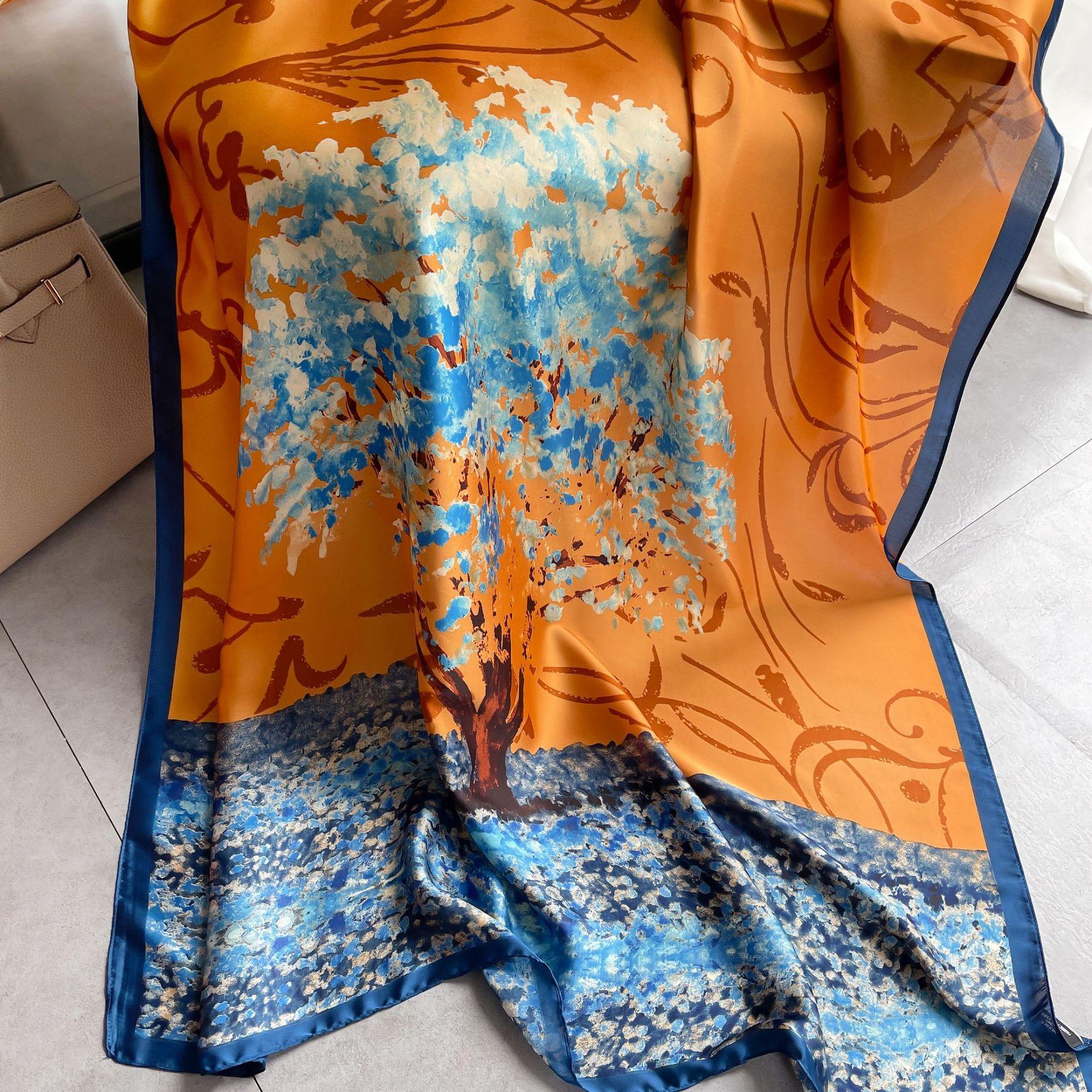 

Высококачественные роскошные шелковые шарфы, повязка на голову, шарфы, шейный шарф для женщин, шелковый шарф с цепочкой, женская декоративная шаль 180-90cm