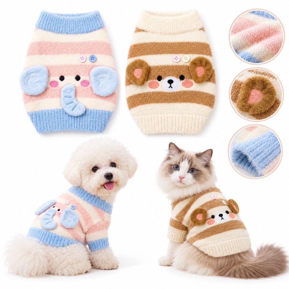 Striped Pet Knit Sweater Knitted Pet Warm Coat New Cat Dog Sweater for Cats