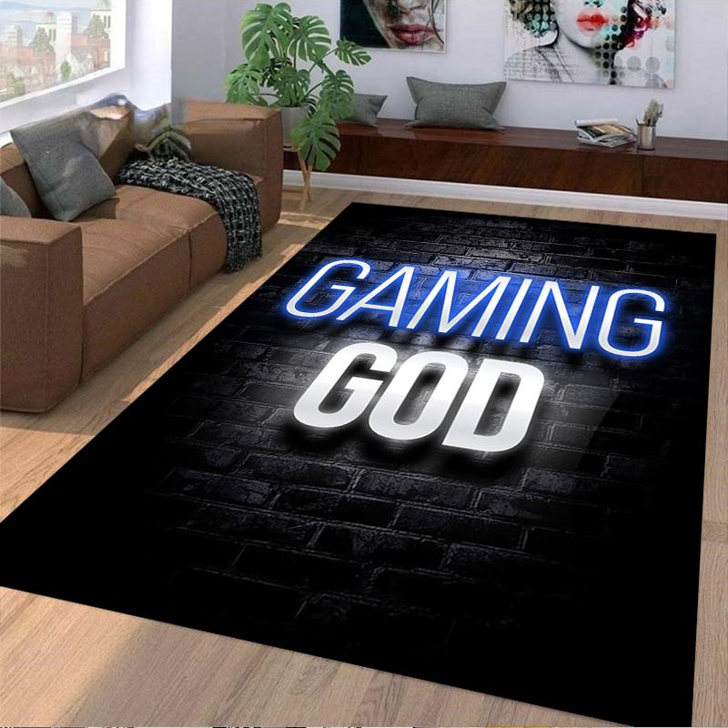 Gaming God Print Carpet with Modern Brick Wall Background Pattern Suitable for Use As an Anti-slip for Living Room Bedroom Sofas