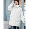 Winter Warm Women's Hooded Puffer Coat Mid Length Stand Collar Removable Thickened Down Cotton Jacket