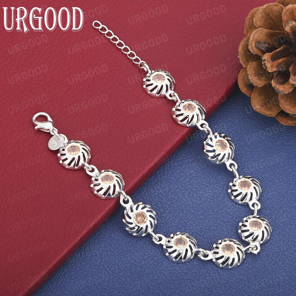 925 Sterling Silver Round AAA Zircon Bracelet, Fashionable Wedding Jewelry