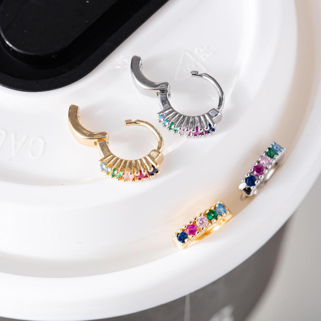 Colored Cubic Zirconia Hoop Earrings: Light Luxury Designer Jewelry for Women
