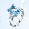Luxury Topaz Aquamarine Cubic Zirconia Square Engagement Ring