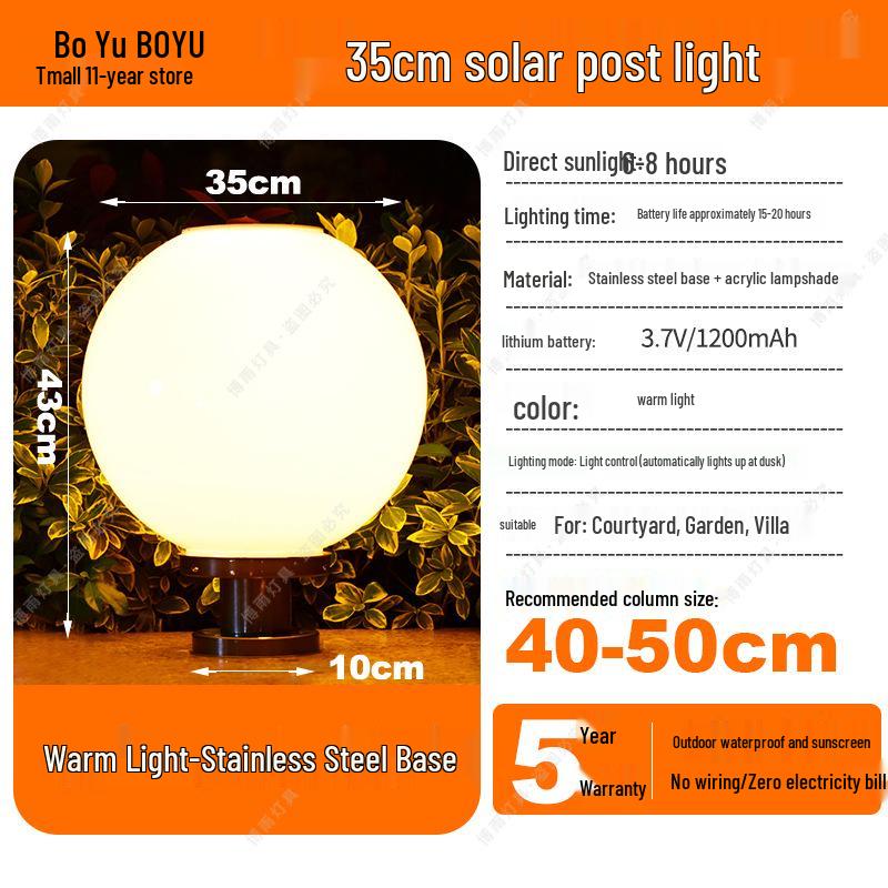 Solar-Powered Outdoor Pillar and Gate Lights for Courtyard and Villa Entrances