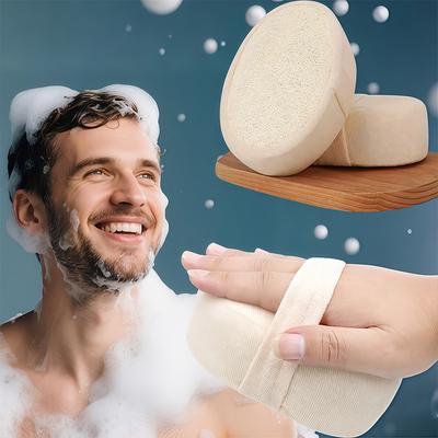 Loofah Sponge Pad - Natural Loofah and Terry Cloth Shower and Bath Body Scrubber, Smooth Skin, Essential Personal Care