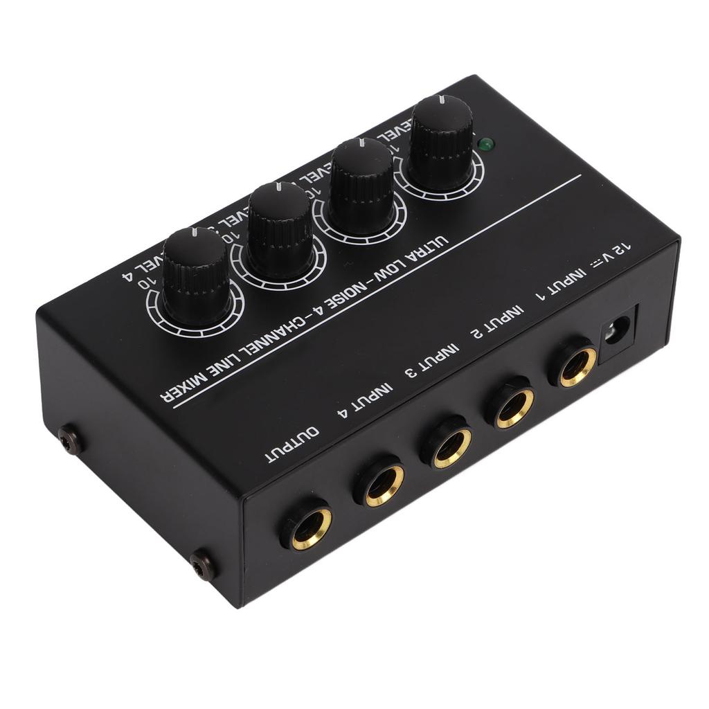 4 Channel Line Mixer Ultra Low Noise Mono Analog Audio Mixers 1 4in TS
