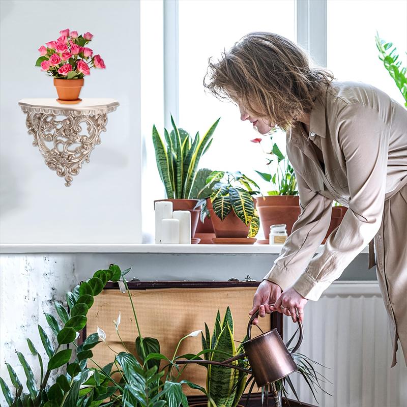 1 Stück Regaldeko Europäisches 3D-Lagerregal Modische florale Handwerkskunst Wandmontiert Wandkunst Harz Zuhause Wohnzimmer