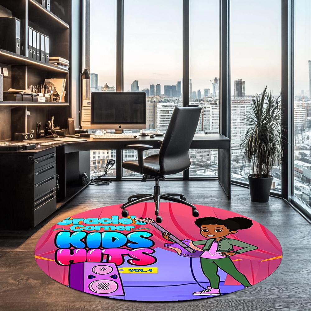 Gracie's Corner Printed Round Rug Carpet Chair Rug Area Rug Entryway Doormats,for Office Chair Living Room Bedroom Kitchen Room.
