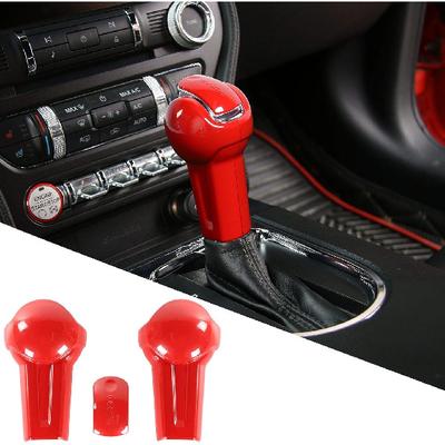 JeCar Schalthebelknauf Abdeckung Zierleiste für Ford Mustang 2015 2016 2017 2018 2019 2020 (rot)