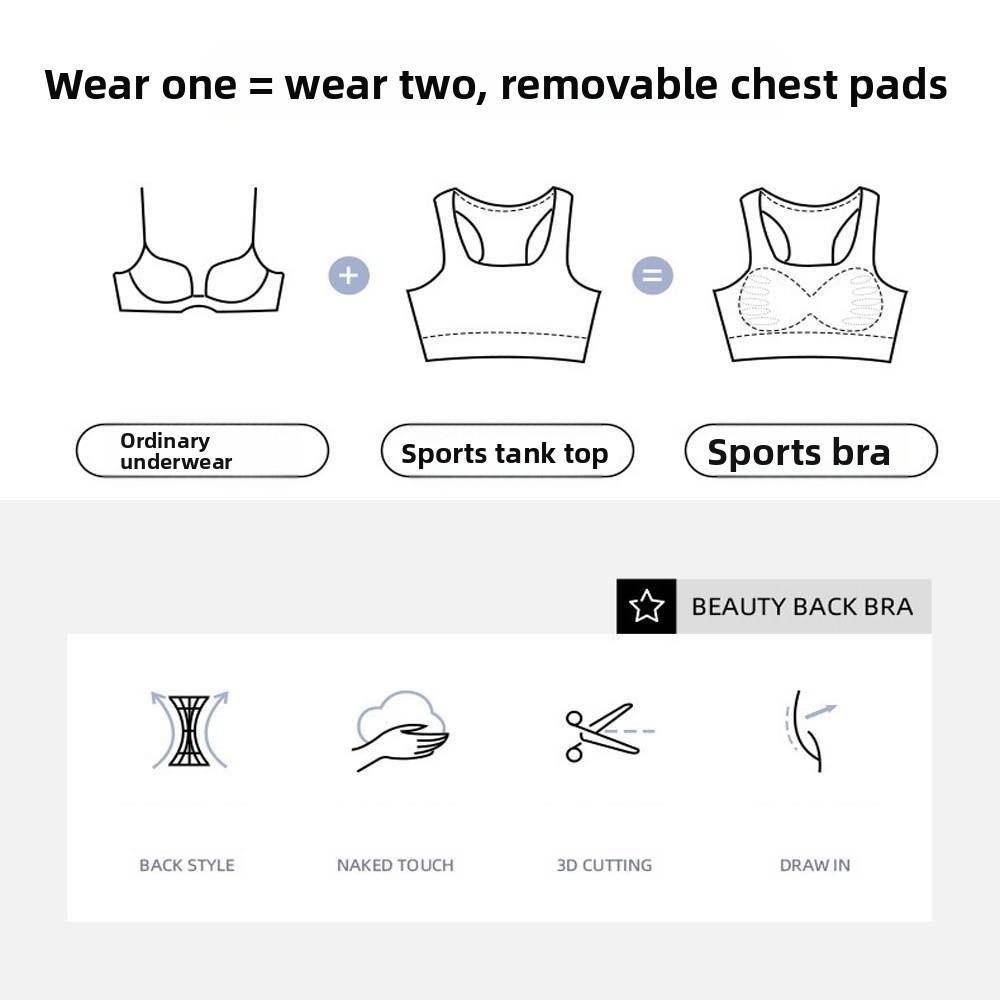 Solid Color I-shaped Sports Bra Anti-shake Design Yoga Underwear Running