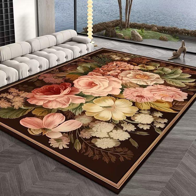 European Bedroom Decor Flower Carpet French Style Carpets for Living Room Lounge Rug Fluffy Soft Study Mat