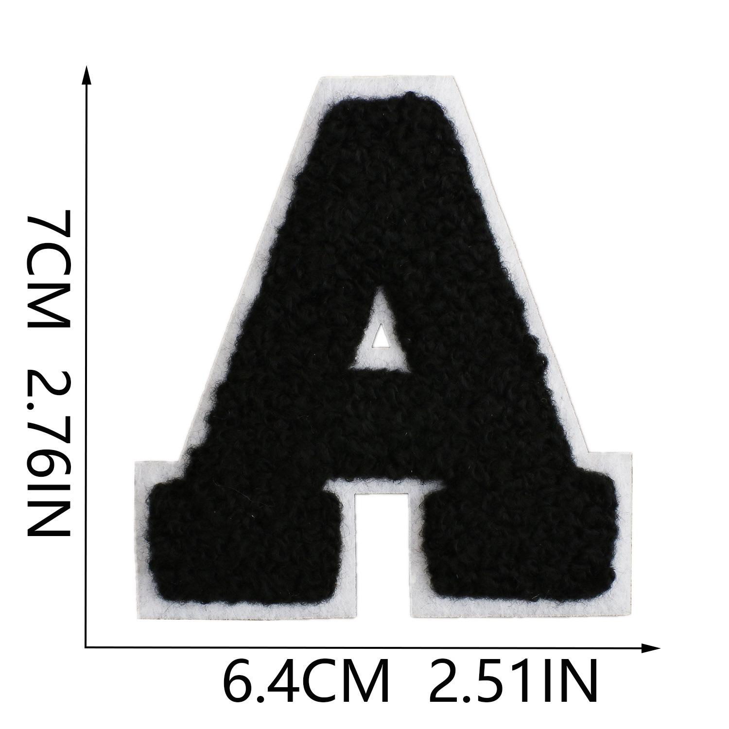 

Рычащий Небо Шенилловый Патч с Буквой: 7 см Белый фон и черные буквы A-Z, Термонаклейка для украшения сумки