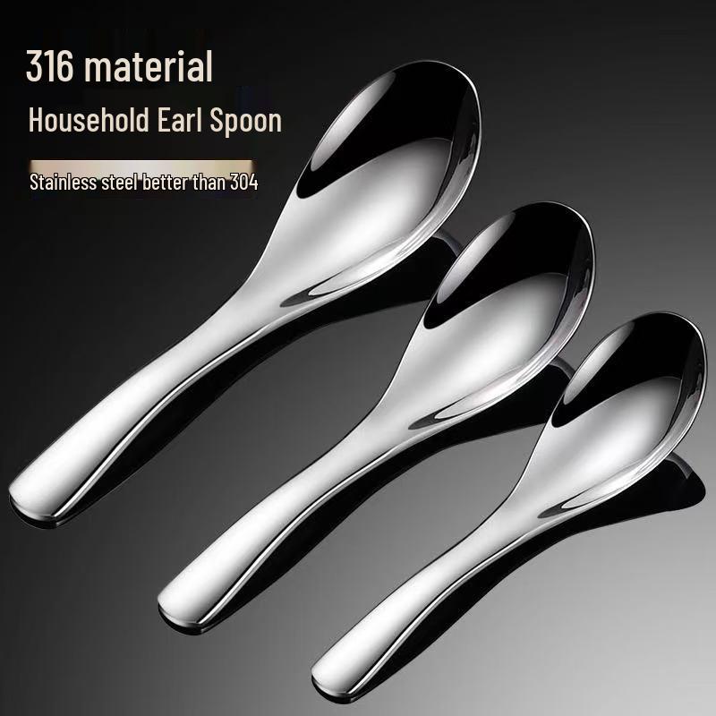 316 Stainless Steel Short Handle Soup Spoon - Thickened Small Teaspoon for Kids and Household Use