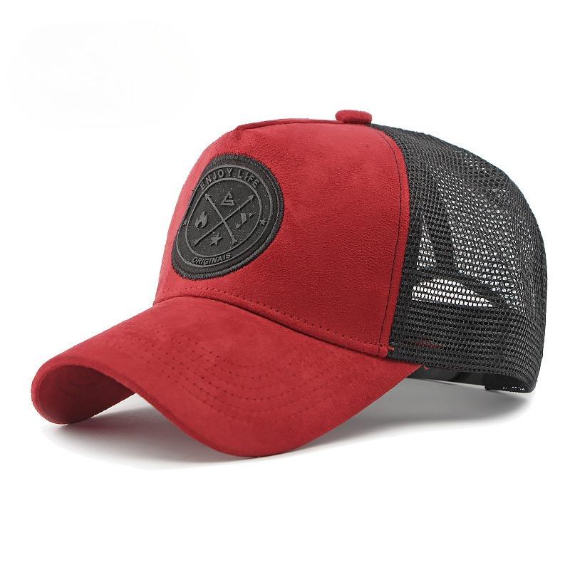 Unisex Suede Mesh Trucker Hat Breathable Baseball Cap for Men Women Outdoor Sun Protection Structured Peaked Cap Korean Casual Sports Hat