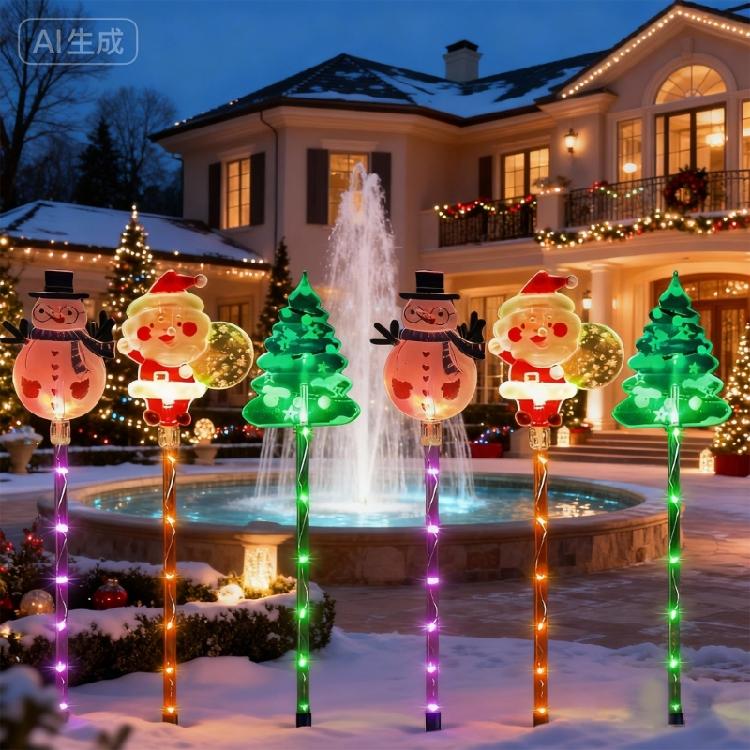 Pack of 6 Solar Christmas Stake Lights Offering Energy Saving Brightness Throughout the Night for Sustainable Decoration