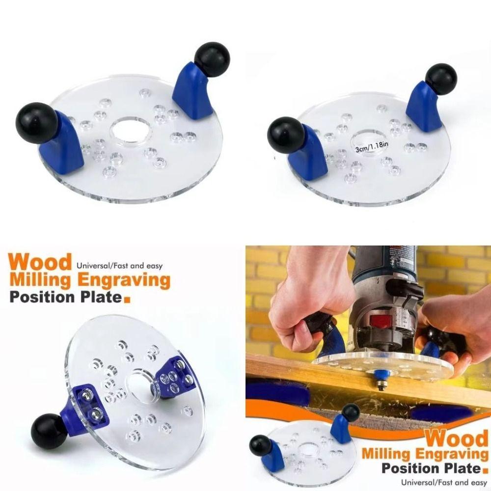 Double Handles Woodworking carving positioning disc Transparent Base Easy Installation Electric wood milling base