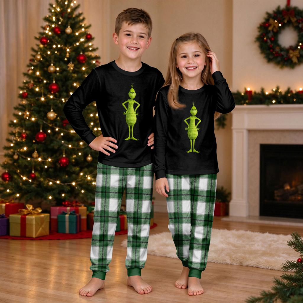 Christmas Print Round Neck Top and Jogger Pants Set Two Piece Casual Holiday Outfit