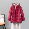 Winter new thermal hooded down jacket women's rhombus warm and thin fashion age-reducing versatile medium and long top