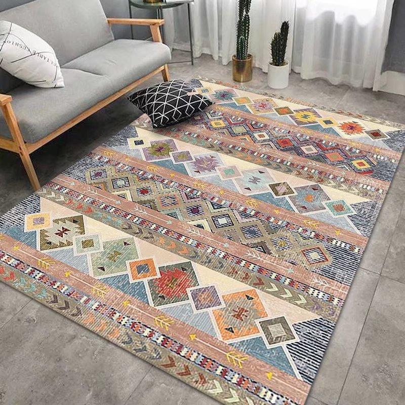 Moroccan Ethnic Style Crystal Velvet Floor Mats For Living Room, Bedroom, Coffee Table, Sofa, Large Carpet And Home Decor