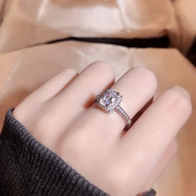 New European and American Wish Jewelry Silver Zircon Ring Emulated Diamond Ring