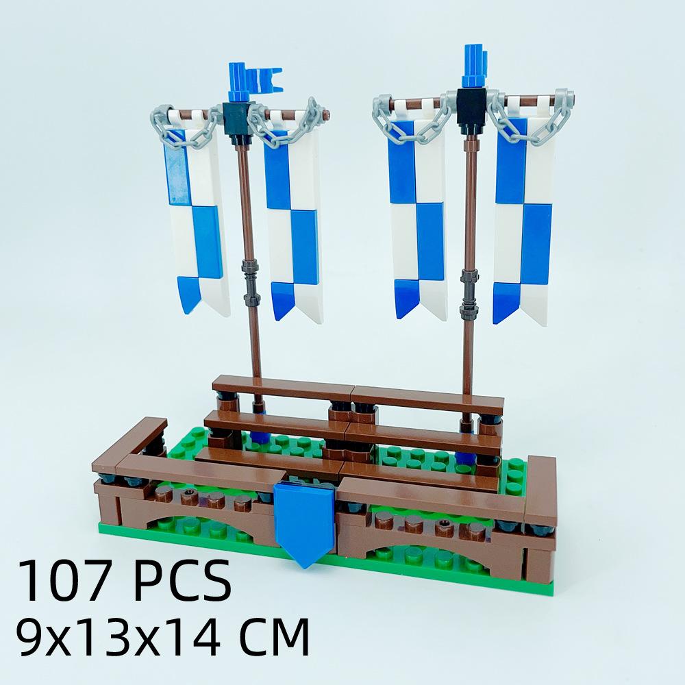 Small Particles Medieval Ancient Weapons War Military Tent Viewing Platform Showdown War Horse Building Block Scene