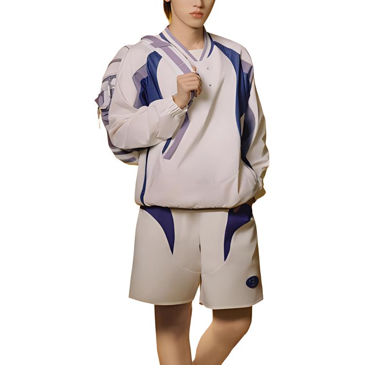 Li Ning Sweatshirt Herren Ecru Schatten Lila Blau ATLU035-1