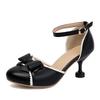 Fashion Spring Sweet Women Hght Heels Sandals Fashion Pink Beige Black Heels Wrap Toe Lolita Pumps For Girls Bow-tied Party Dress Shoes