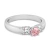 Pink CZ Elegant Three Stone Women Wedding Ring  - 925 Sterling Silver